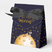 Gouden glitter, maan gemaakt van kaas, baby shower bedankdoosjes (Voorkant Zijde)
