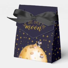 Gouden glitter, maan gemaakt van kaas, baby shower bedankdoosjes