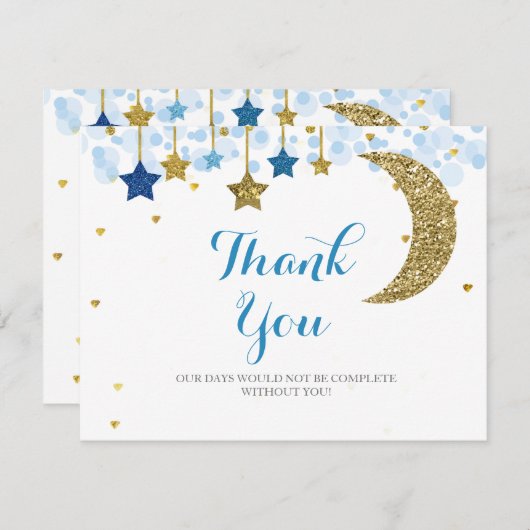 Gouden glitter maan Modern Dank u kaart. Bedankkaart (Voorkant / Achterkant)