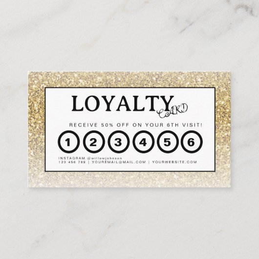 Gouden Glitter Make-up Artiest Kapperszaak Spaarka Visitekaartje (Achterkant)