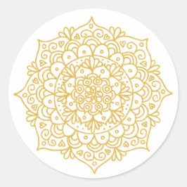 Gouden Glitter Mandala Bloem Ronde Sticker