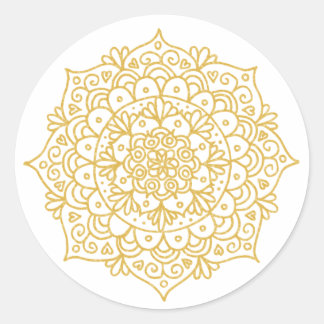 Gouden Glitter Mandala Bloem Ronde Sticker