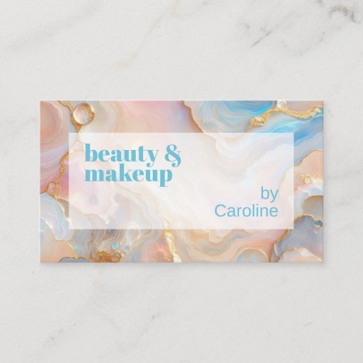 Gouden Glitter Marble Art Patroon Scannable QR Cod Visitekaartje (Voorkant)