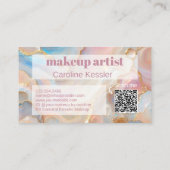 Gouden Glitter Marble Art Patroon Scannable QR Cod Visitekaartje (Achterkant)