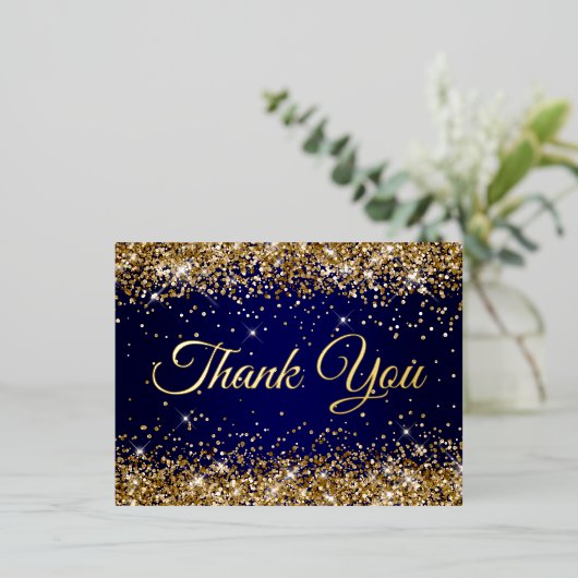 Gouden Glitter Marine 50e verjaardag dank u Folie Uitnodiging Briefkaart (Staand Voorkant)