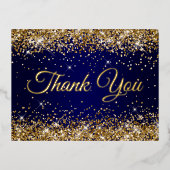 Gouden Glitter Marine 50e verjaardag dank u Folie Uitnodiging Briefkaart (Voorkant)