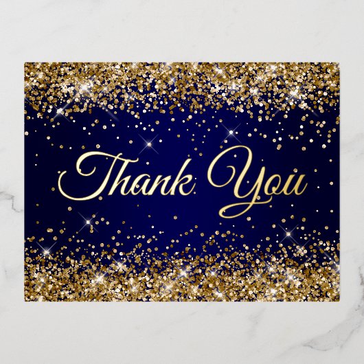 Gouden Glitter Marine 50e verjaardag dank u Folie Uitnodiging Briefkaart (Voorkant)