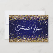 Gouden Glitter Marine Blauw 40e Verjaardag Bedankkaart (Voorkant)