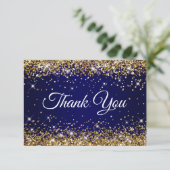 Gouden Glitter Marine Blauw 40e Verjaardag Bedankkaart (Staand voorkant)