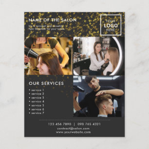 Gouden Glitter Marketing Foto Flyer voor Salon