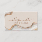 Gouden Glitter Marmer Agate Modern Chic QR-code Visitekaartje (Voorkant)