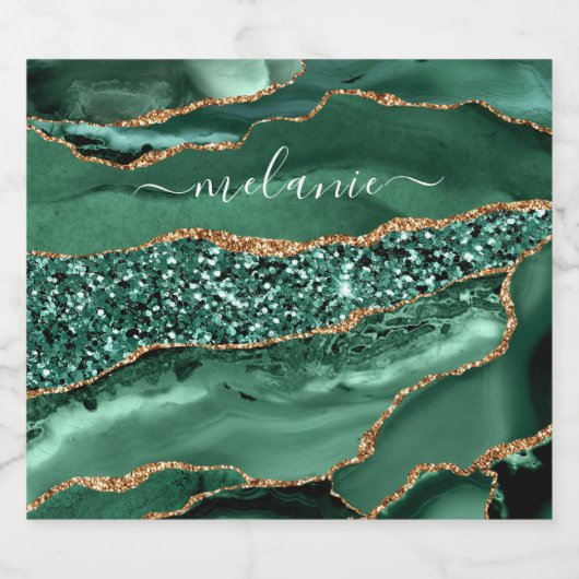 Gouden Glitter Marmeren Naam Mousserende Wijn Etik Sparkling Wijnetiket (Enkel label)