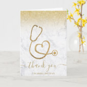 Gouden glitter marmeren stethoscoop verpleegkundig kaart (Gele Bloem)