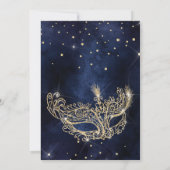 gouden glitter masquerade mask navy blue Sweet 16 Kaart (Achterkant)
