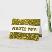 Gouden Glitter Mazel Tov Felicitaties Kaart (Voorkant)