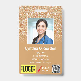 Gouden Glitter Medische Foto ID QR Barcode Badge