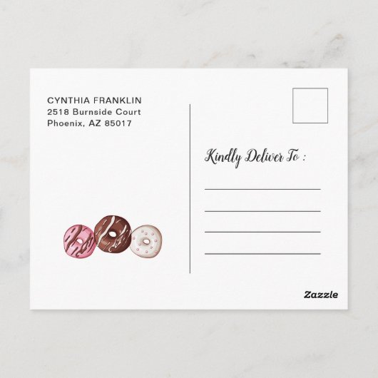 Gouden Glitter Meisje Donut Verjaardag Foto Bedank Briefkaart (Achterkant)