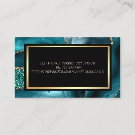 Gouden Glitter Meisje Emerald Groen Visitekaartje (Achterkant)