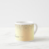 Gouden Glitter Meisjesachtige Luxe Moderne Monogra Espresso Kop (Voorkant rechts)