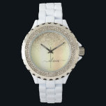 Gouden Glitter Meisjesachtige Luxe Moderne Monogra Horloge<br><div class="desc">Gouden namaak folie metallic glitters glans geborsteld metaal monogram naam horloge. Dit is het perfecte afstudeer-,  verjaardags-,  trouw-,  bruids shower-,  jubileum-,  baby shower- of vrijgezellenfeest cadeau voor iemand die van glamour luxe en chic stijlen houdt.</div>