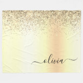 Gouden Glitter Metaal Monogram Glam Naam Fleece Deken (Voorkant (Horizontaal))