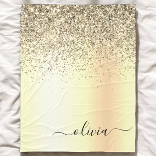 Gouden Glitter Metaal Monogram Glam Naam Fleece Deken