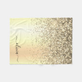 Gouden Glitter Metaal Monogram Glam Naam Fleece Deken (Voorkant (Horizontaal))