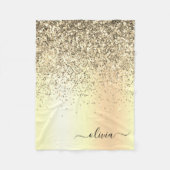 Gouden Glitter Metaal Monogram Glam Naam Fleece Deken (Voorkant)