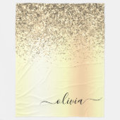 Gouden Glitter Metaal Monogram Glam Naam Fleece Deken (Voorkant)