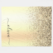 Gouden Glitter Metaal Monogram Glam Naam Fleece Deken (Voorkant (Horizontaal))