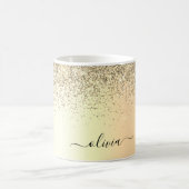 Gouden Glitter Metaal Monogram Glam Naam Koffiemok (Center)