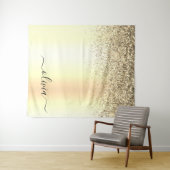 Gouden Glitter Metaal Monogram Glam Naam Wandkleed (In Situ (horizontaal))