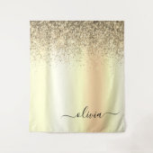 Gouden Glitter Metaal Monogram Glam Naam Wandkleed (Voorkant)