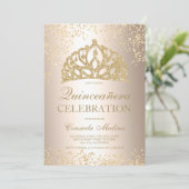 gouden glitter metalen foto tiara Quinceañera Kaart (Staand voorkant)