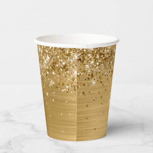 Gouden Glitter Metallic 21e verjaardag Papieren Bekers (Rechts)