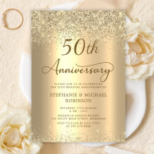 Gouden Glitter Metallic 50ste Huwelijksjubileum