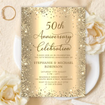 Gouden Glitter Metallic 50ste Huwelijksjubileum