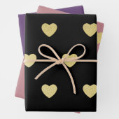 Gouden Glitter Metallic Hart Zwart Rood Paars Inpakpapier Vel (In situ)