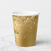 Gouden Glitter Metallic Sweet 16 Papieren Bekers (Achterkant)