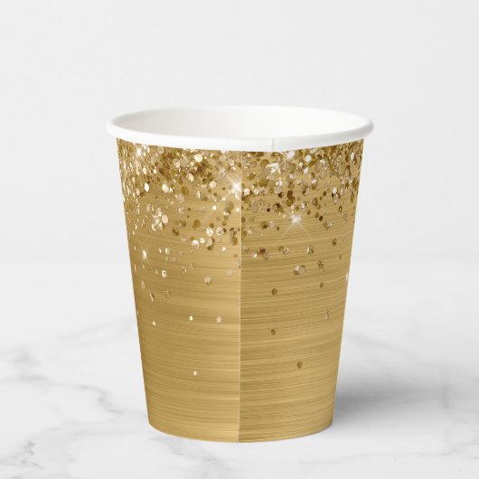 Gouden Glitter Metallic Sweet 16 Papieren Bekers (Rechts)