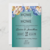 Gouden Glitter Metallic Turquoise Housewarming Par Kaart (Voorkant)