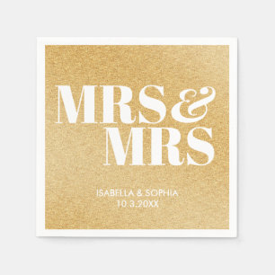 Gouden Glitter mevrouw & mevrouw bruid gepersonali Servet