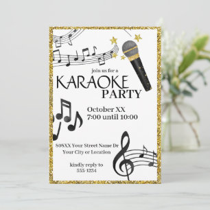 Gouden Glitter Microfoon Muzieknoten Karaoke Party Kaart