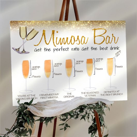 Gouden Glitter Mimosa Bar Bruids brunch Bord Poster