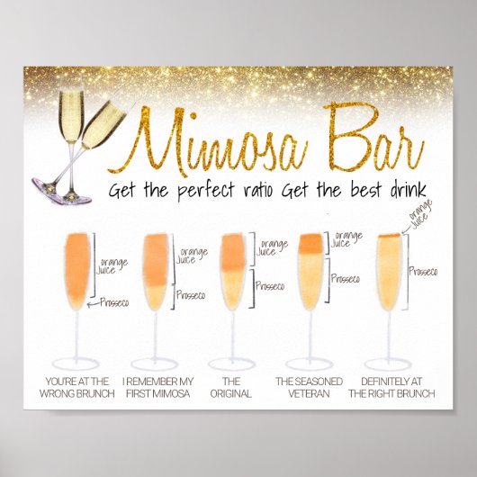 Gouden Glitter Mimosa Bar Bruidsbrunch Bord Poster (Voorkant)