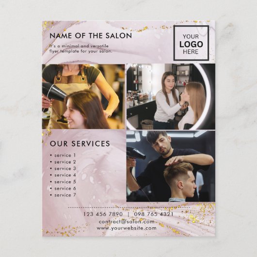 Gouden Glitter Minimalistische Marketing Flyer voo (Voorkant)