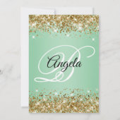 Gouden Glitter Mint Ombre Monogram 21e Verjaardag Kaart (Achterkant)