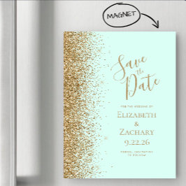 Gouden Glitter Mintgroene Magnetische Save the Dat