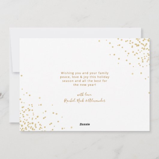 Gouden Glitter Modern 3 Multi Photo Christmas Feestdagenkaart (Achterkant)