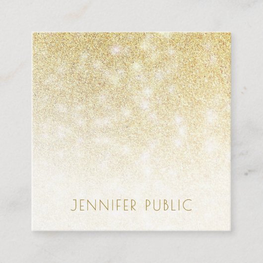 Gouden Glitter Modern Minimalistisch Elegant Eenvo Vierkante Visitekaartje (Voorkant)